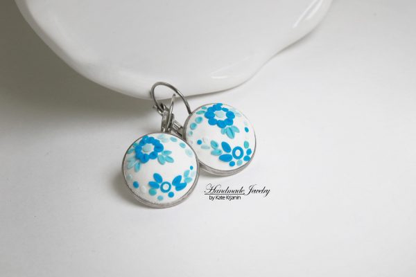 Polymer clay jewelry by Kate Krjanin are made by hand using a needle.